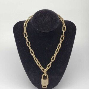 Authentic Louis Vuitton Lock & Key with Unbranded Gold Plated Chain Necklace